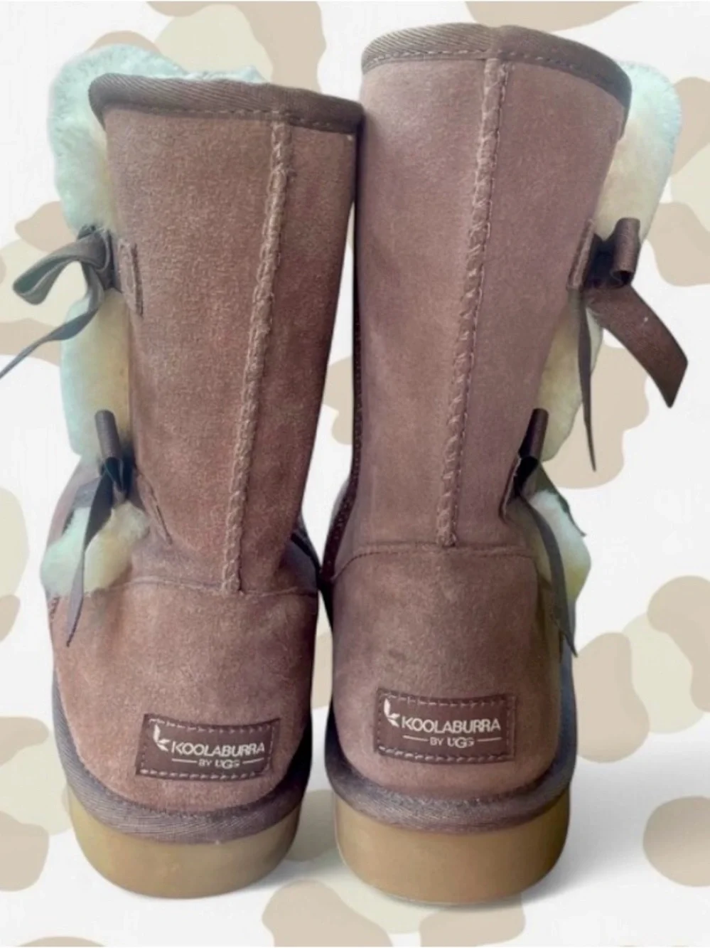 Koolaburra by UGG Victoria Short Suede Bow Boots – Women’s Size 9, Taupe